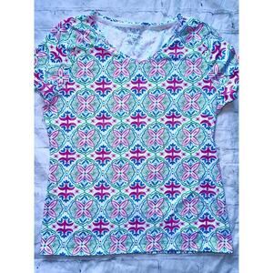 NWOT Women’s LP Talbots SS Geometric Design Cotton TShirt